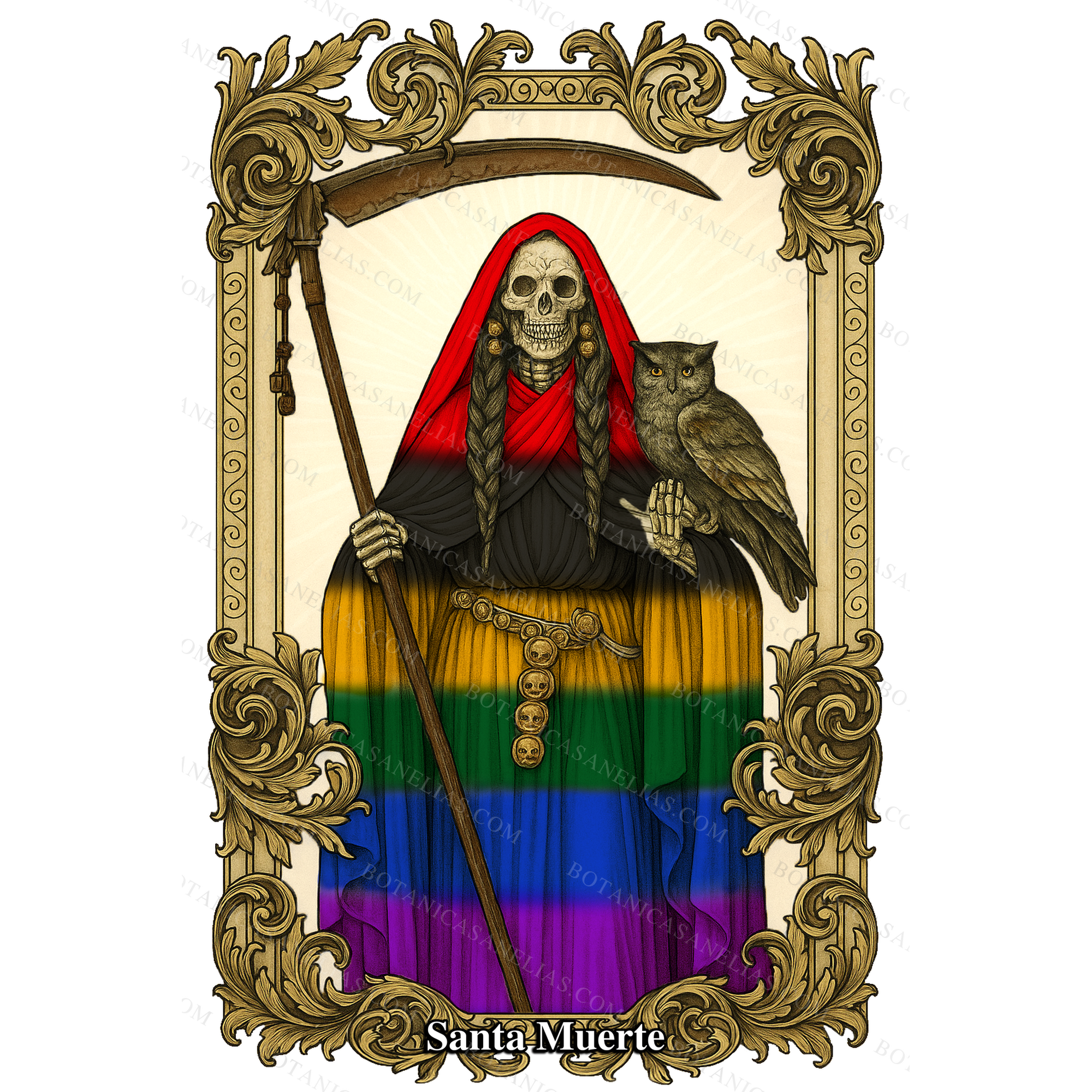 Holy Death Seven Colors Prayer Card
