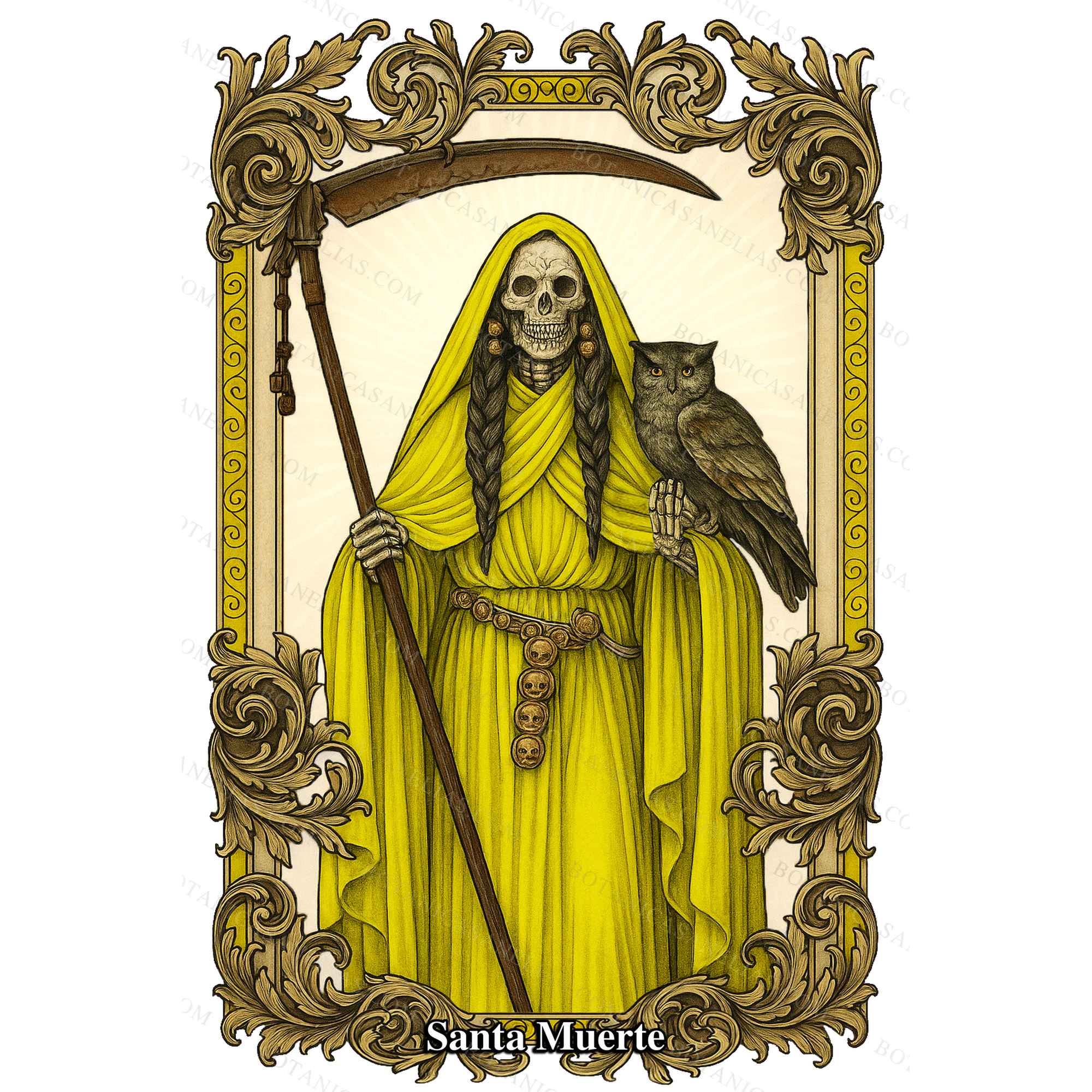 Holy Death Yellow Prayer Card