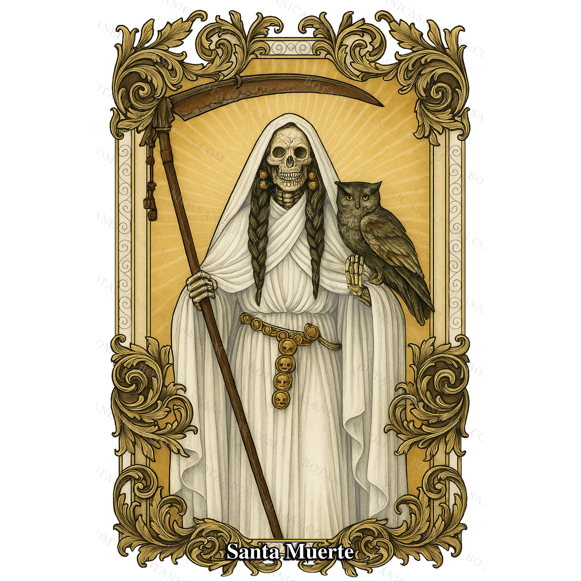 Holy Death White Prayer Card