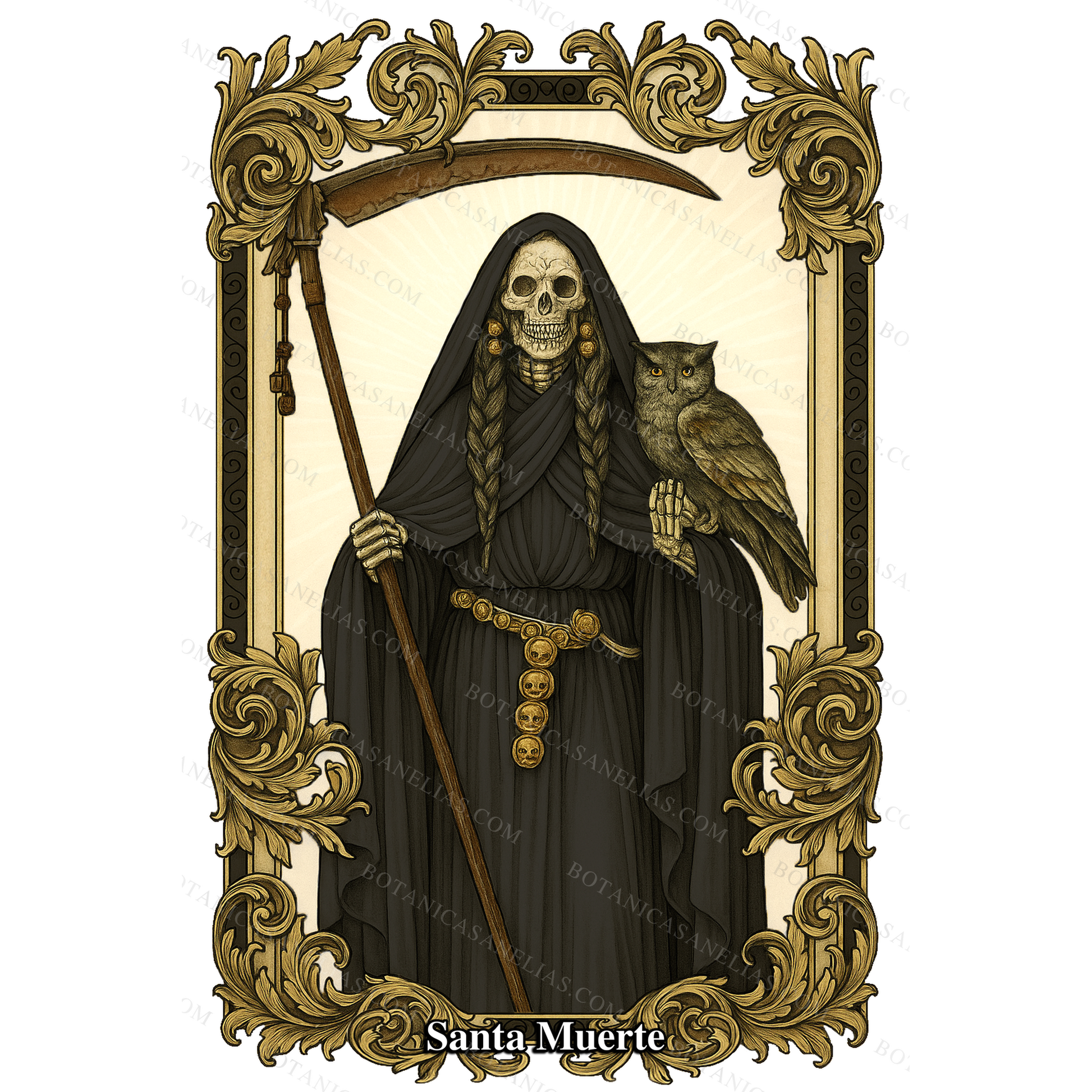 Holy Death Black Prayer Card