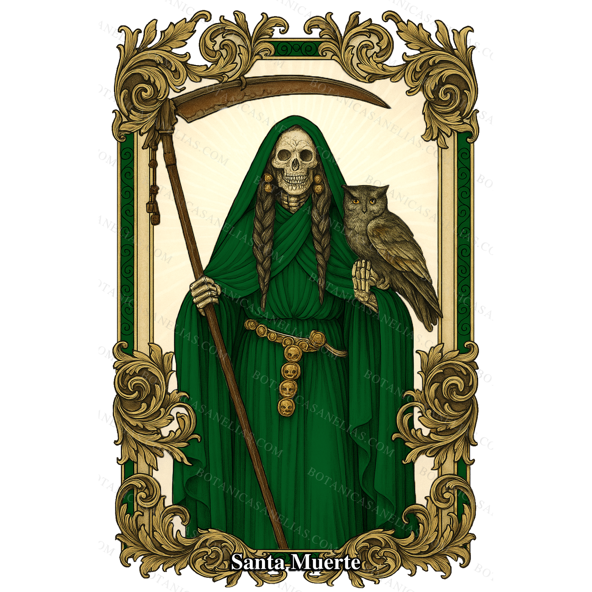 Holy Death Green Prayer Card